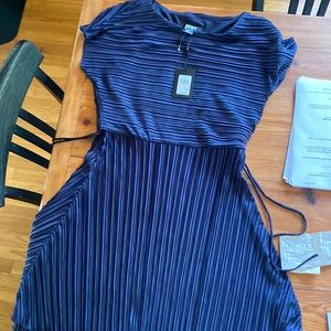 DKNY navy pleated dress